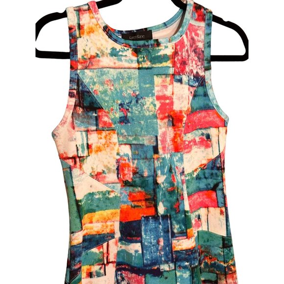 Karen Kane Tank Dress Colorful Color Block Flattering Fit Sleeveless Scuba - Picture 2 of 8